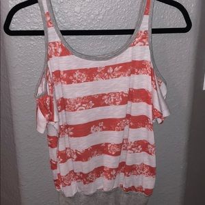 Off the shoulder striped shirt